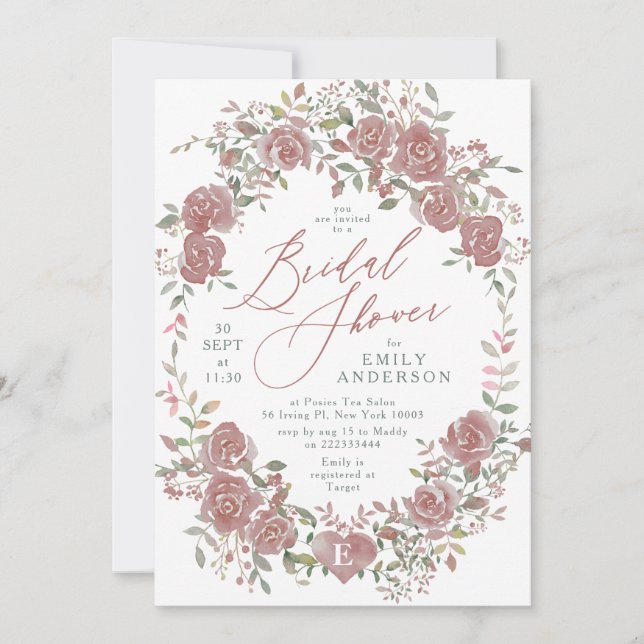 Floral Antique Watercolor Bridal Shower Invitation (Front)
