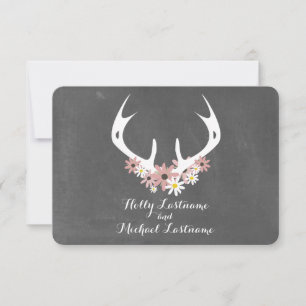 Floral Antlers + Chalkboard Inspired Wedding RSVP Card