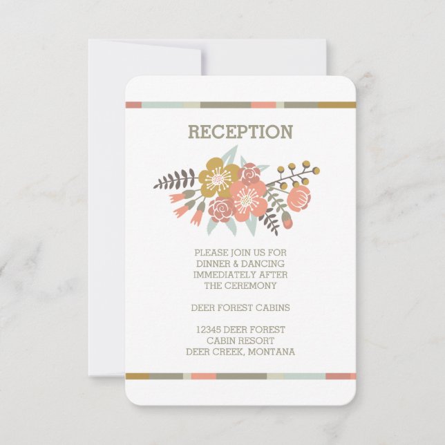 FLORAL ANTLERS | RUSTIC WEDDING RECEPTION INVITE (Front)