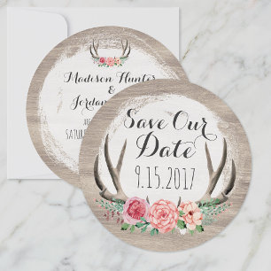 Floral Antlers Rustic Wedding Save The Date