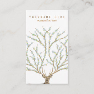 Floral antlers to deer head woods god illustration business card