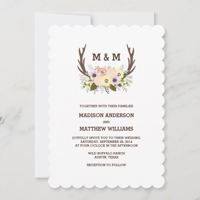 Floral Antlers | Wedding Invitation (Front)