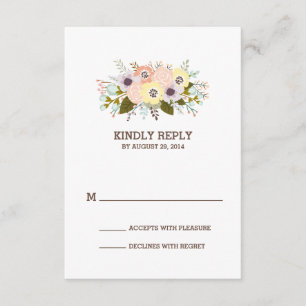 Floral Antlers Wedding Response Card