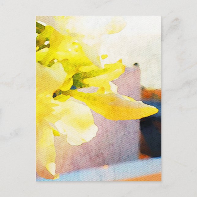 *~* Floral AP10 Yellow Peach  Watercolor Flower Postcard (Front)