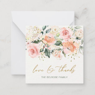 Floral Apricot Pink Roses Baby Shower Thank You  Card