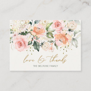Floral Apricot Pink Roses Baby Shower Thank You  Enclosure Card
