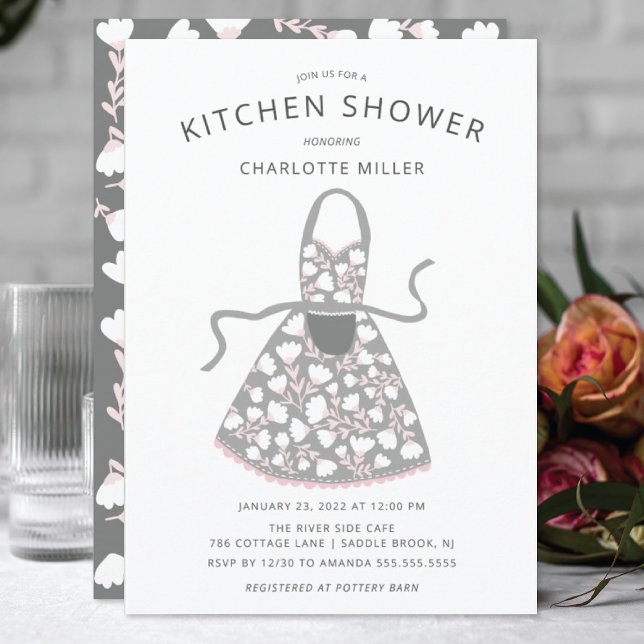 Floral Apron Kitchen Bridal Shower Invitation (Creator Uploaded)