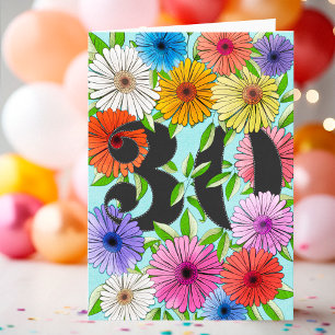 Floral Aqua Blue Personalised 30th Birthday Card