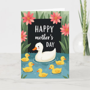 Floral Aquatic Bird Family Card