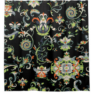 Floral Arabic Ornament: Seamless Traditional Shower Curtain