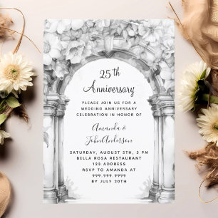 Floral arch 25th wedding anniversary invitation