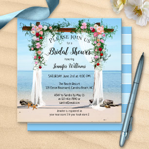 Floral Arch Beach Bridal Shower Invitation