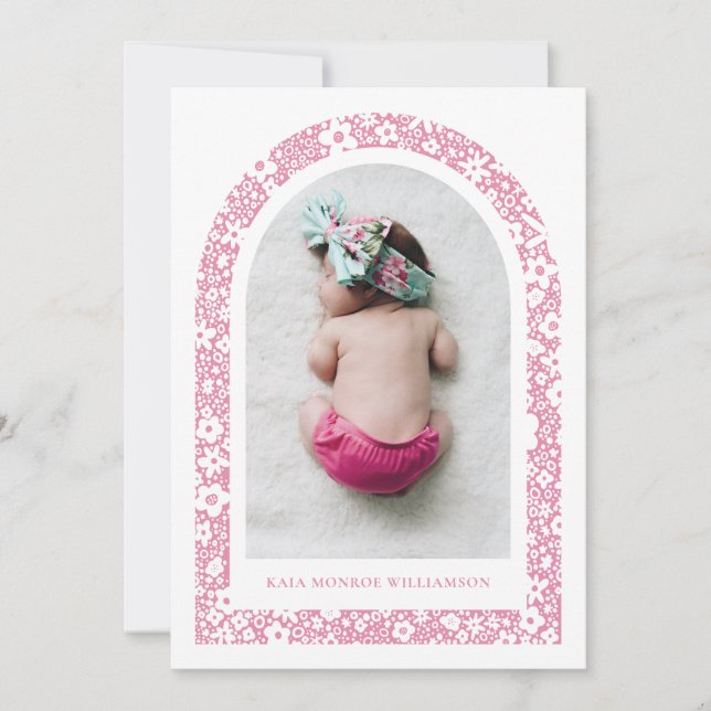 Floral Arch Birth Announcement (Front)