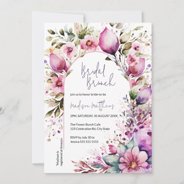 Floral Arch Bridal Brunch Watercolor Baby Shower Invitation (Front)