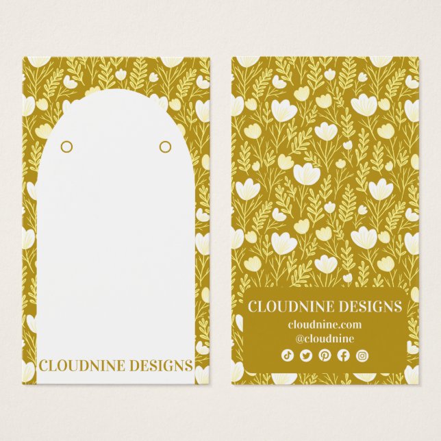 Floral Arch Earring Golden Jewellery Display Card (Front & Back)