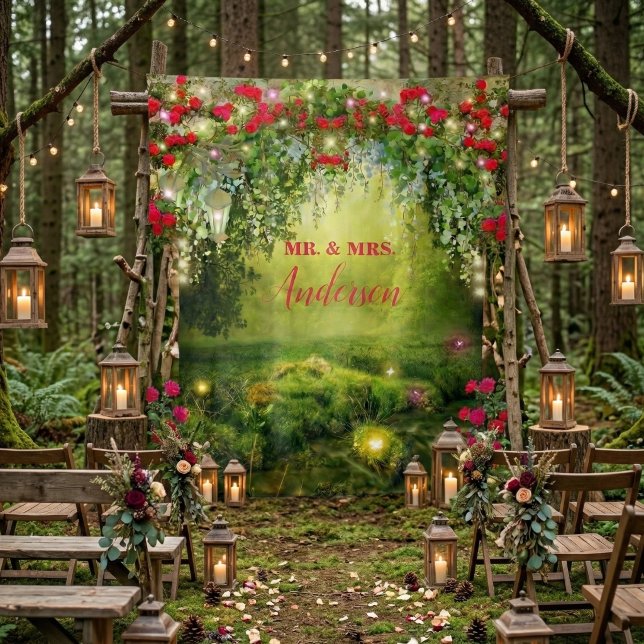 Floral Arch Enchanted Garden Wedding Backdrop Tapestry (Creator Uploaded)