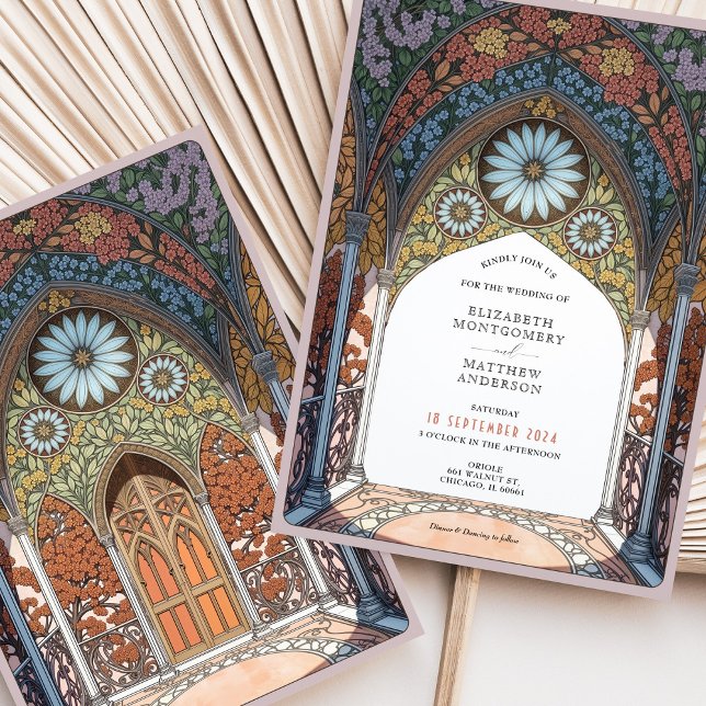 Floral Arch Gothic Art Nouveau Wedding Invitation (Creator Uploaded)