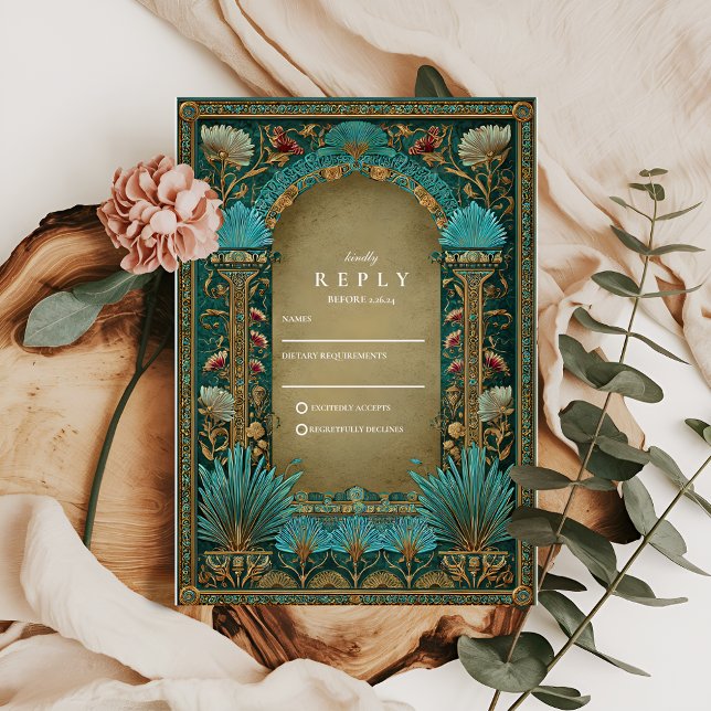 Floral Arch Islamic Wedding RSVP Card (Creator Uploaded)