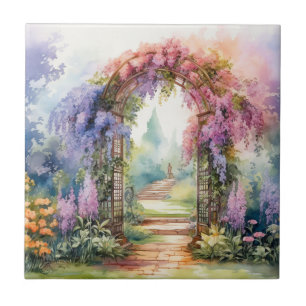 Floral Arch Landscape Ceramic Tile