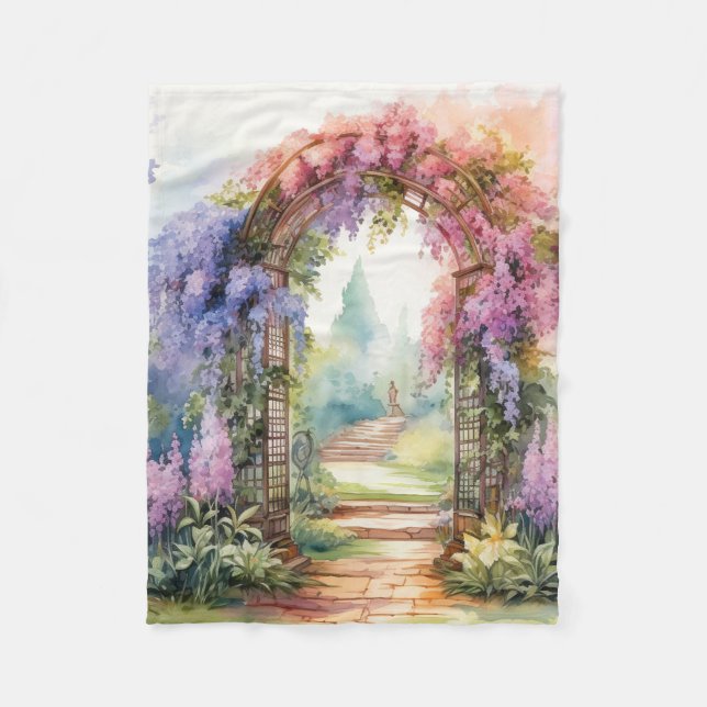 Floral Arch Landscape Fleece Blanket (Front)