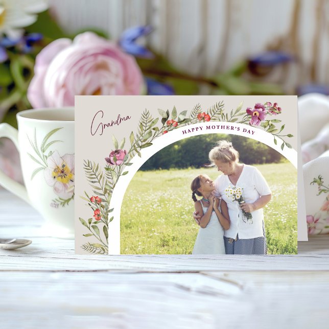 Floral Arch Photo Happy Mother's Day Grandma Card (Creator Uploaded)