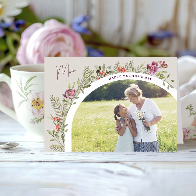 Floral Arch Photo Happy Mother's Day Mimi Card (Creator Uploaded)