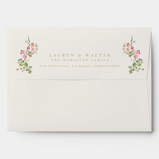 floral arch spring garden birth announcement envelope (Back (Top Flap))