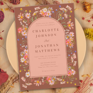 Floral Arch Terracotta Burnt Orange Fall Wedding Invitation