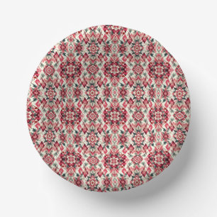 Floral argyle Valentine's day Paper Plate