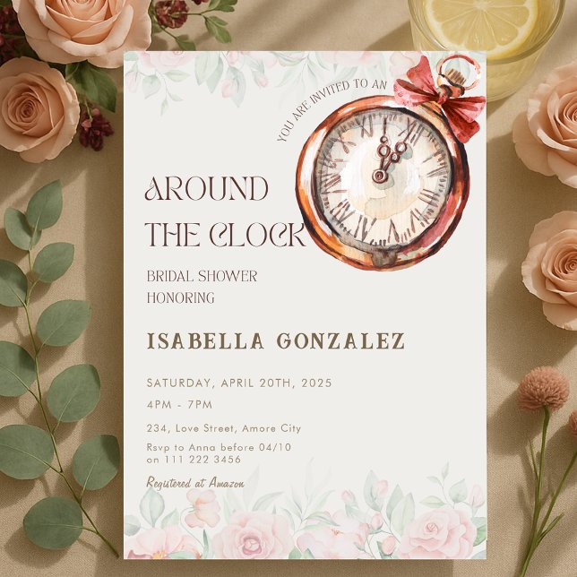 Floral Around the Clock Bridal Shower Invitation (Floral Around the Clock Bridal Shower Invitation)
