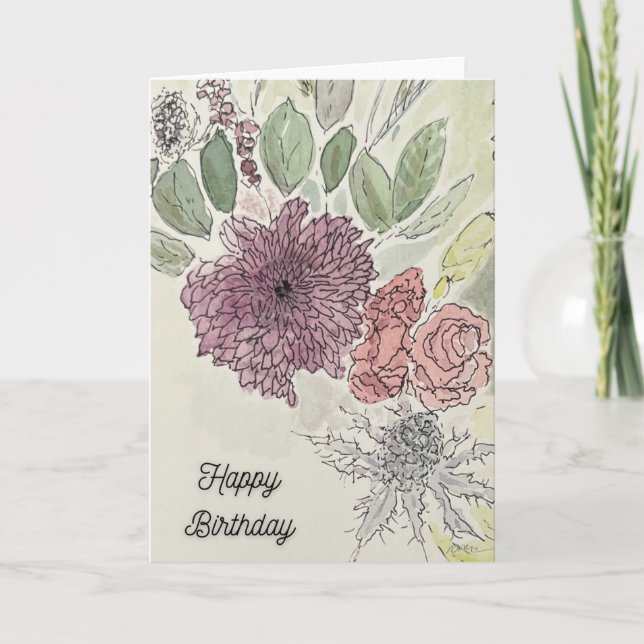 Floral Arrangement Birthday Card (Front)