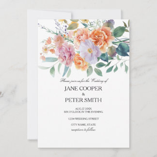 Floral arrangement. Budget Wedding Invitation