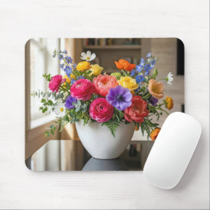 Floral Arrangement on a Shiny Table Mouse Pad
