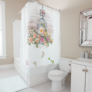 Floral Arrangement On Bird Cage Shower Curtain