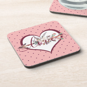 Floral arrow valentine coaster
