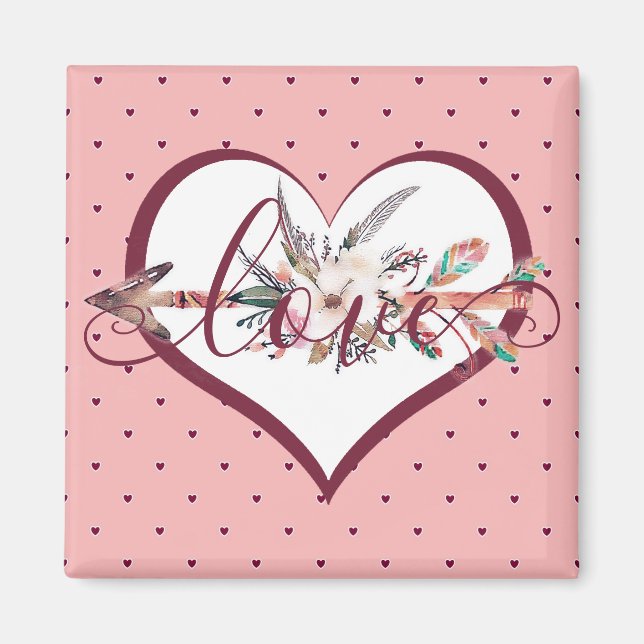 Floral arrow valentine  magnet (Front)