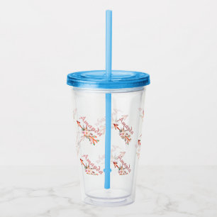 Floral arrows personalised  acrylic tumbler