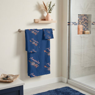 Floral arrows personalised bath towel set