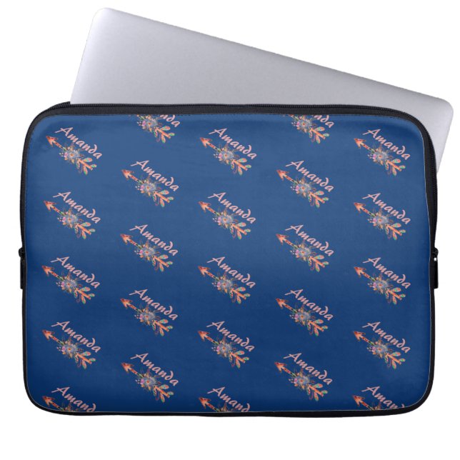 Floral arrows personalised laptop sleeve (Front)