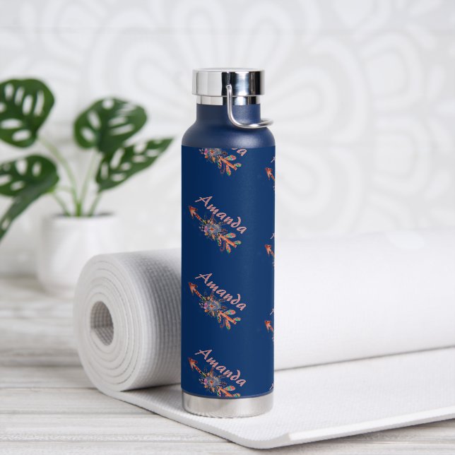 Floral arrows personalised   water bottle (Yoga)