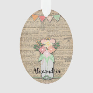 Floral Art Bouquet on a Vintage Dictionary Page Ornament