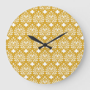 Floral Art Deco: Modern Damask Large Clock