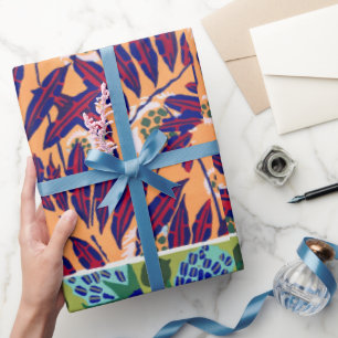 Floral art deco pattern oriental Wrapping Paper