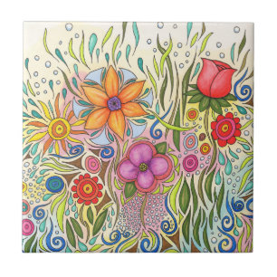 Floral Art Design Flower 12 Ceramic Tile