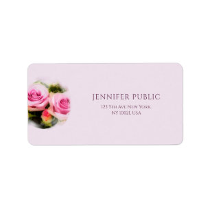 Floral Art Flowers Roses Modern Design Address Label