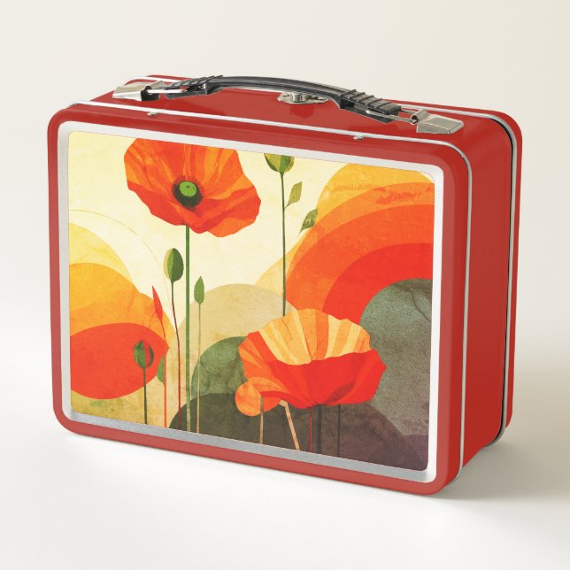 Floral Art Lunch Box – Colorful Poppy Design (Back)