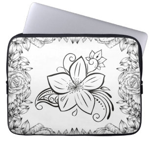Floral Art, Monochrome Beauty Laptop Sleeve