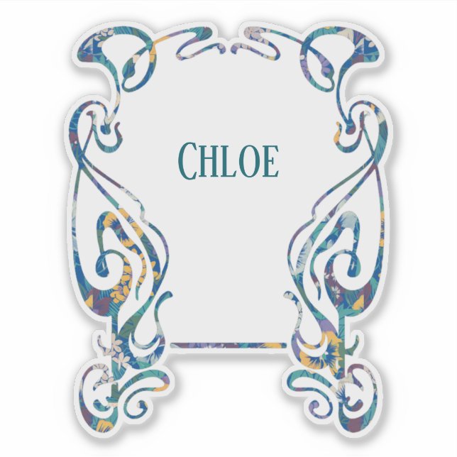 Floral art nouveau frame Custom-Cut Vinyl Sticker (Front)