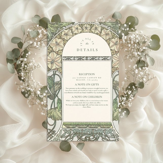 Floral Art Nouveau Greenery wedding Enclosure Card (Creator Uploaded)