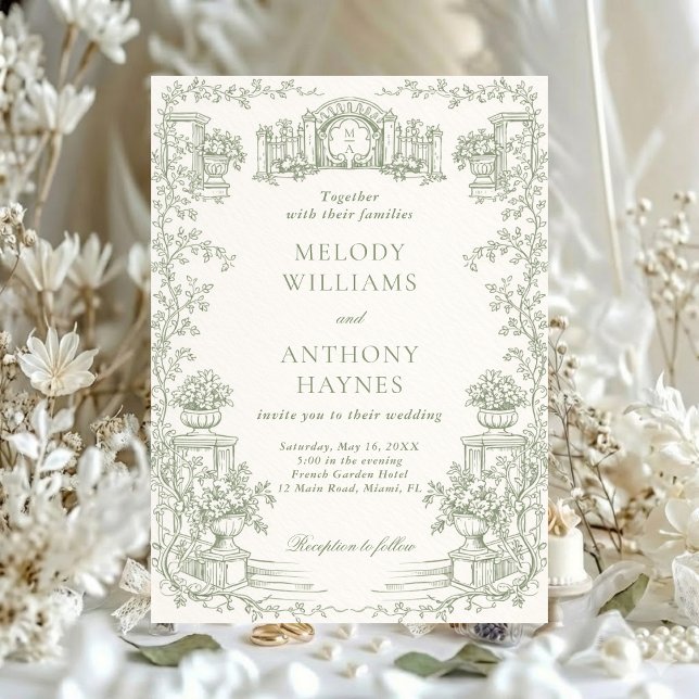 Floral Art Nouveau–Inspired Wedding Stationery Invitation (Creator Uploaded)